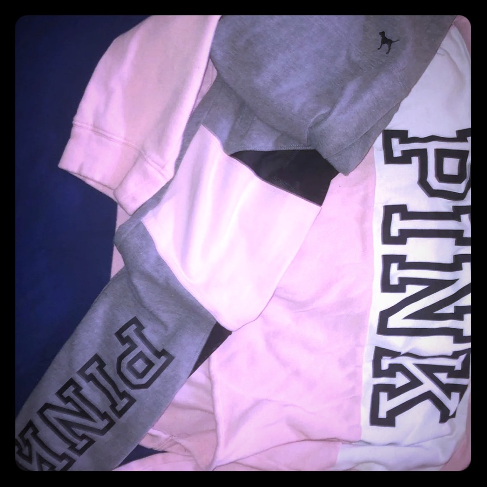 VS PINK CROP HOODIE SET